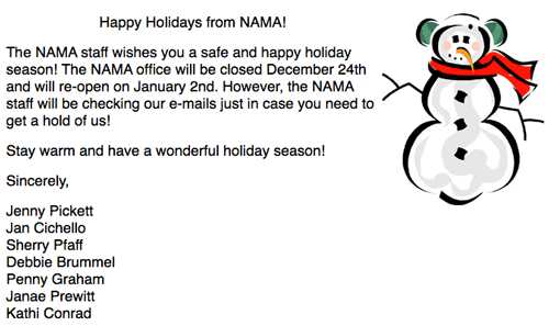 Happy Holidays from NAMA