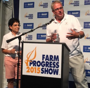 USFRA Chairwoman and Wisconsin farmer Nancy Kavazanjian along with USFRA CEO Randy Krotz answer questions during the 2015 Farm Progress Press Conference about USFRA’s new sustainability research survey.