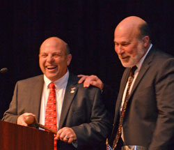 Zippy Duvall accepts the gavel from outgoing AFBF president Bob Stallman